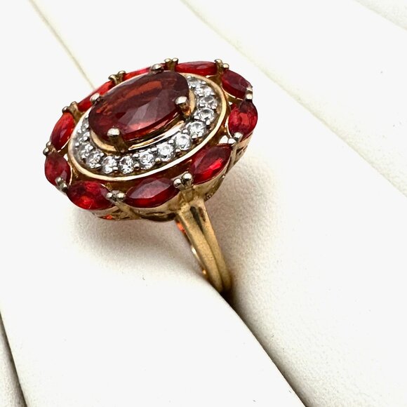 D Joy Garnet White Topaz Gold Over Sterling Silver Ring Size 7 - Picture 5 of 5